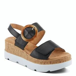NEW SPRING STEP SHOES women's abarah leather platform sandal in black